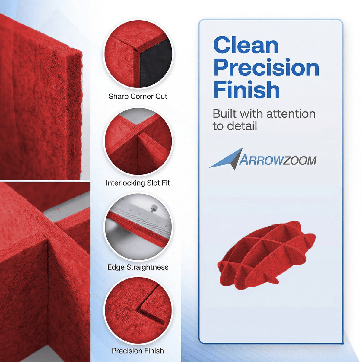 Arrowzoom EchoArt Elegant Sound Absorbers Hanging Ceiling Panels Red - KK1462