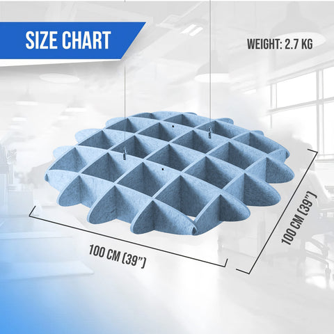 Arrowzoom EchoArt Elegant Sound Absorbers Hanging Ceiling Panels Greyish Blue - KK1463 Blue / 100 x 100 cm (39 x 39")