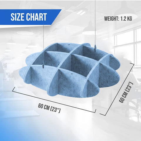 Arrowzoom EchoArt Elegant Sound Absorbers Hanging Ceiling Panels Greyish Blue - KK1463 Blue / 60 x 60 cm (23 x 23")