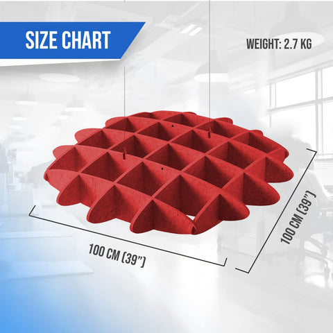 Arrowzoom EchoArt Elegant Sound Absorbers Hanging Ceiling Panels Red - KK1462 Red / 100 x 100 cm (39 x 39”)