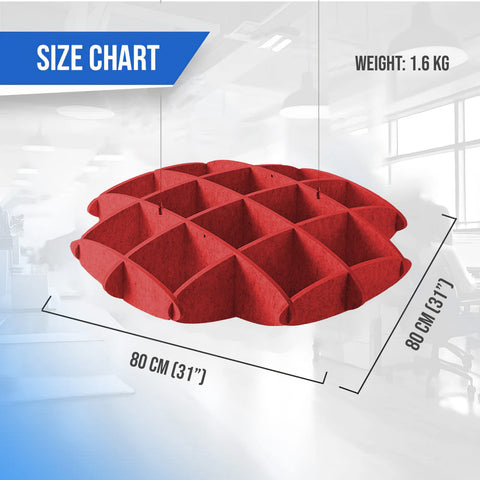 Arrowzoom EchoArt Elegant Sound Absorbers Hanging Ceiling Panels Red - KK1462 Red / 80 x 80 cm (32 x 31”)