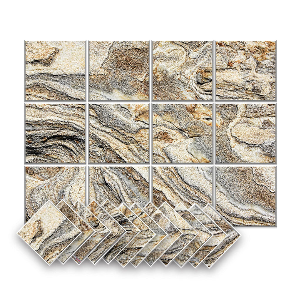 Arrowzoom Marble Self-Adhesive Felt Art Wall Panels - KK1396 Design A / 12 Pieces - 120 x 90 cm / 47.2 x 35.4 in