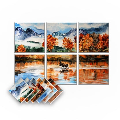 Arrowzoom Artwork Self-Adhesive Felt Art Wall Panels - KK1398 Design A / 6 Pieces - 90 x 60 cm / 35.4 x 23.6 in