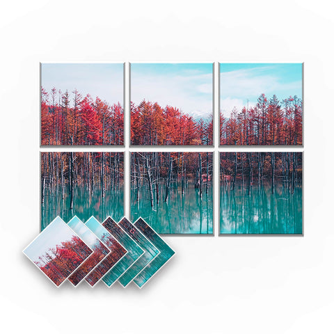 Arrowzoom Landscapes Self-Adhesive Felt Art Wall Panels - KK1395 Design A / 6 Pieces - 90 x 60 cm / 35.4 x 23.6 in