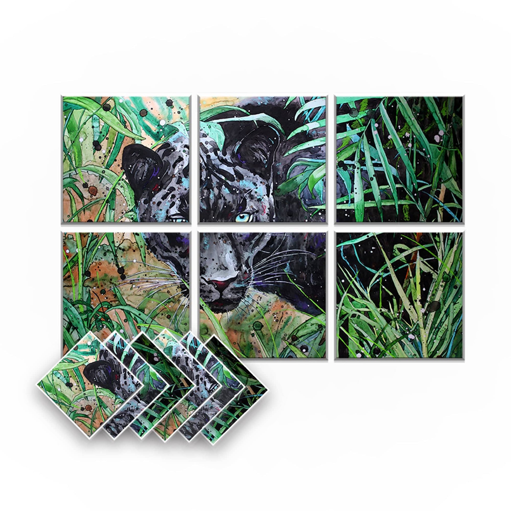 Arrowzoom Artwork Self-Adhesive Felt Art Wall Panels - KK1398 Design B / 6 Pieces - 90 x 60 cm / 35.4 x 23.6 in