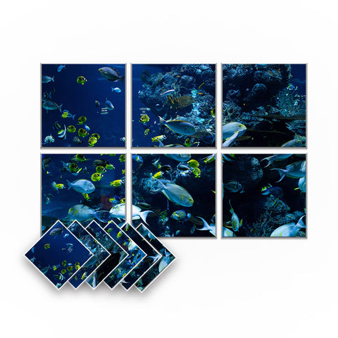 Arrowzoom Aquarium Self-Adhesive Felt Art Wall Panels - KK1402 Design C / 6 Pieces - 90 x 60 cm / 35.4 x 23.6 in