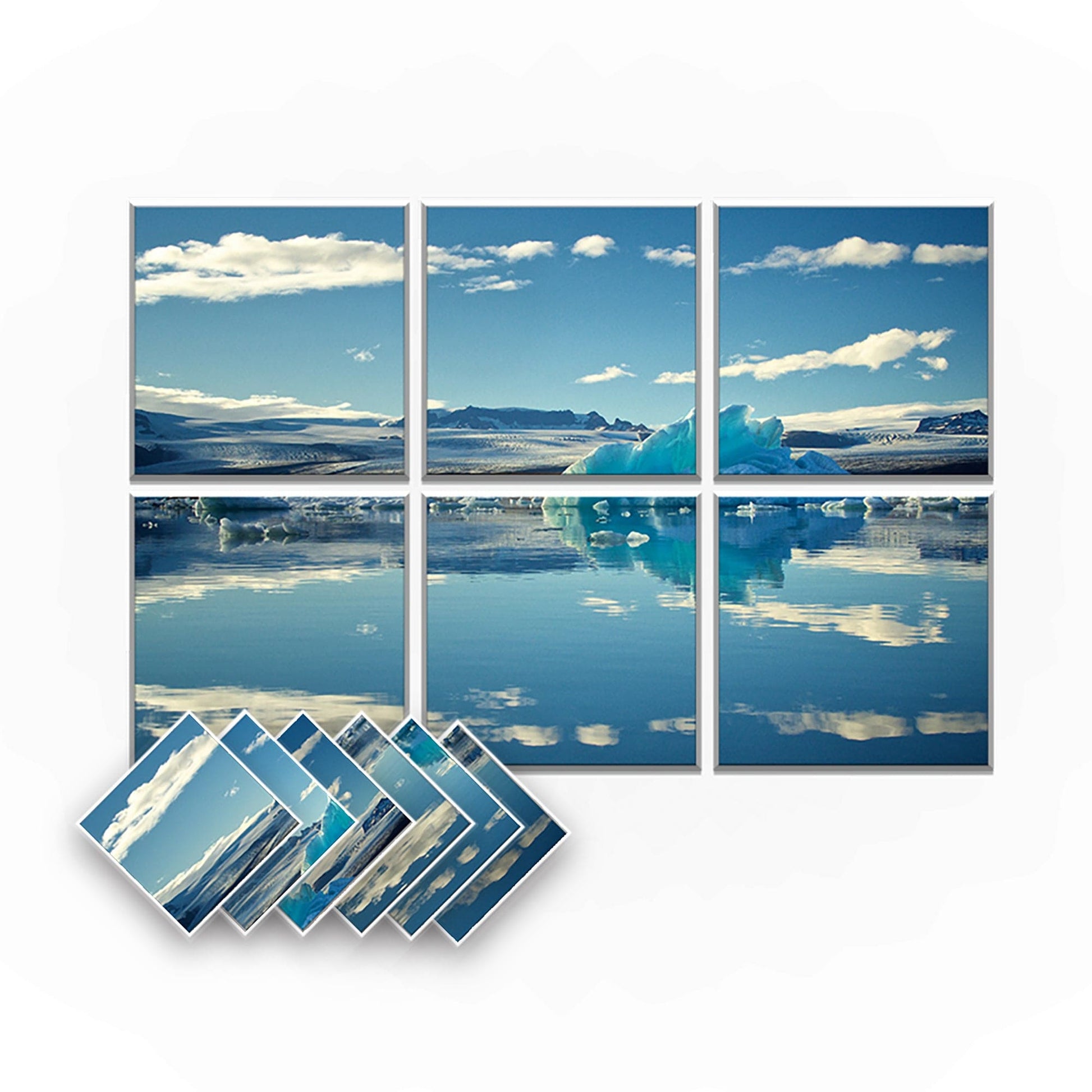 Arrowzoom Landscapes Self-Adhesive Felt Art Wall Panels - KK1395 Design C / 6 Pieces - 90 x 60 cm / 35.4 x 23.6 in