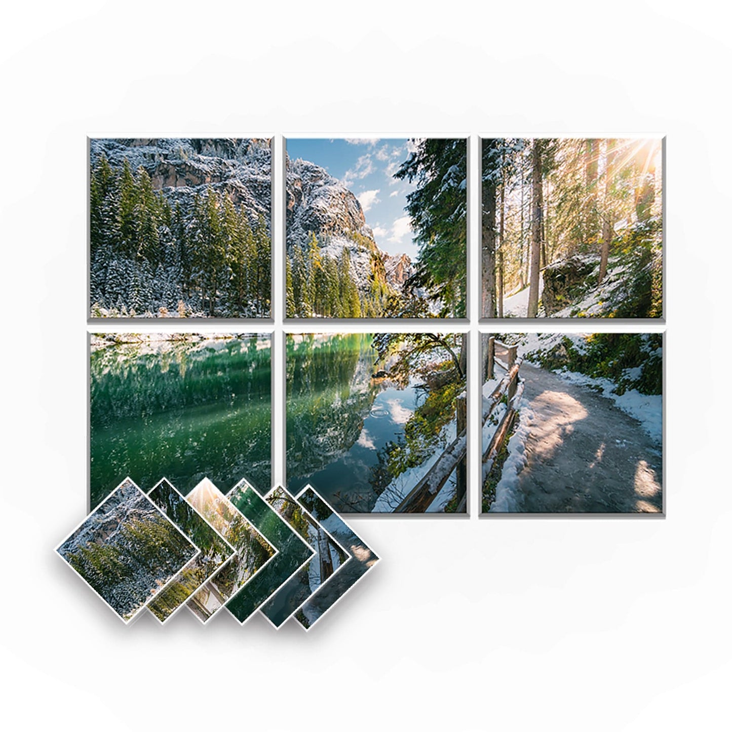 Arrowzoom Landscapes Self-Adhesive Felt Art Wall Panels - KK1395 Design D / 6 Pieces - 90 x 60 cm / 35.4 x 23.6 in