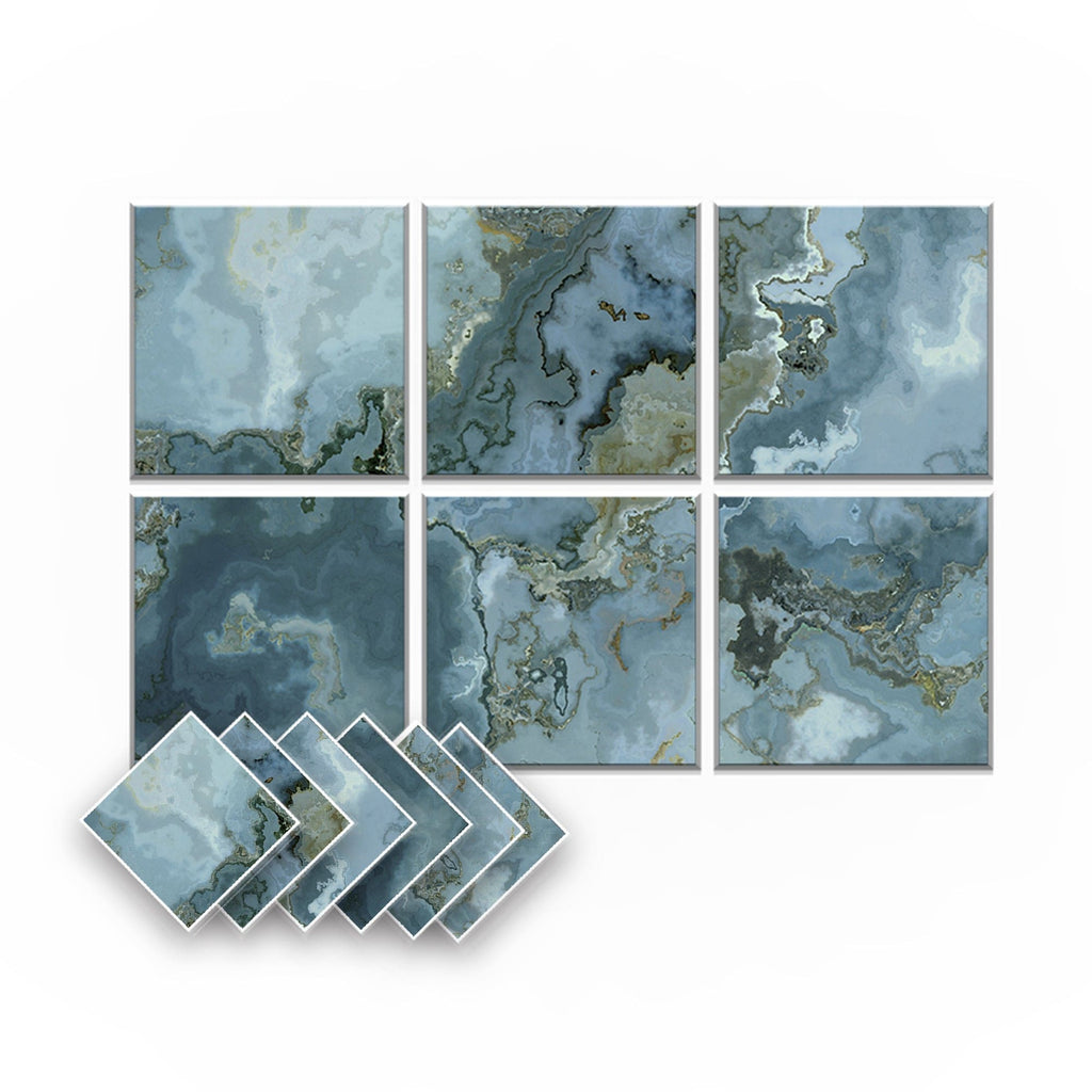 Arrowzoom Marble Self-Adhesive Felt Art Wall Panels - KK1396 Design D / 6 Pieces - 90 x 60 cm / 35.4 x 23.6 in