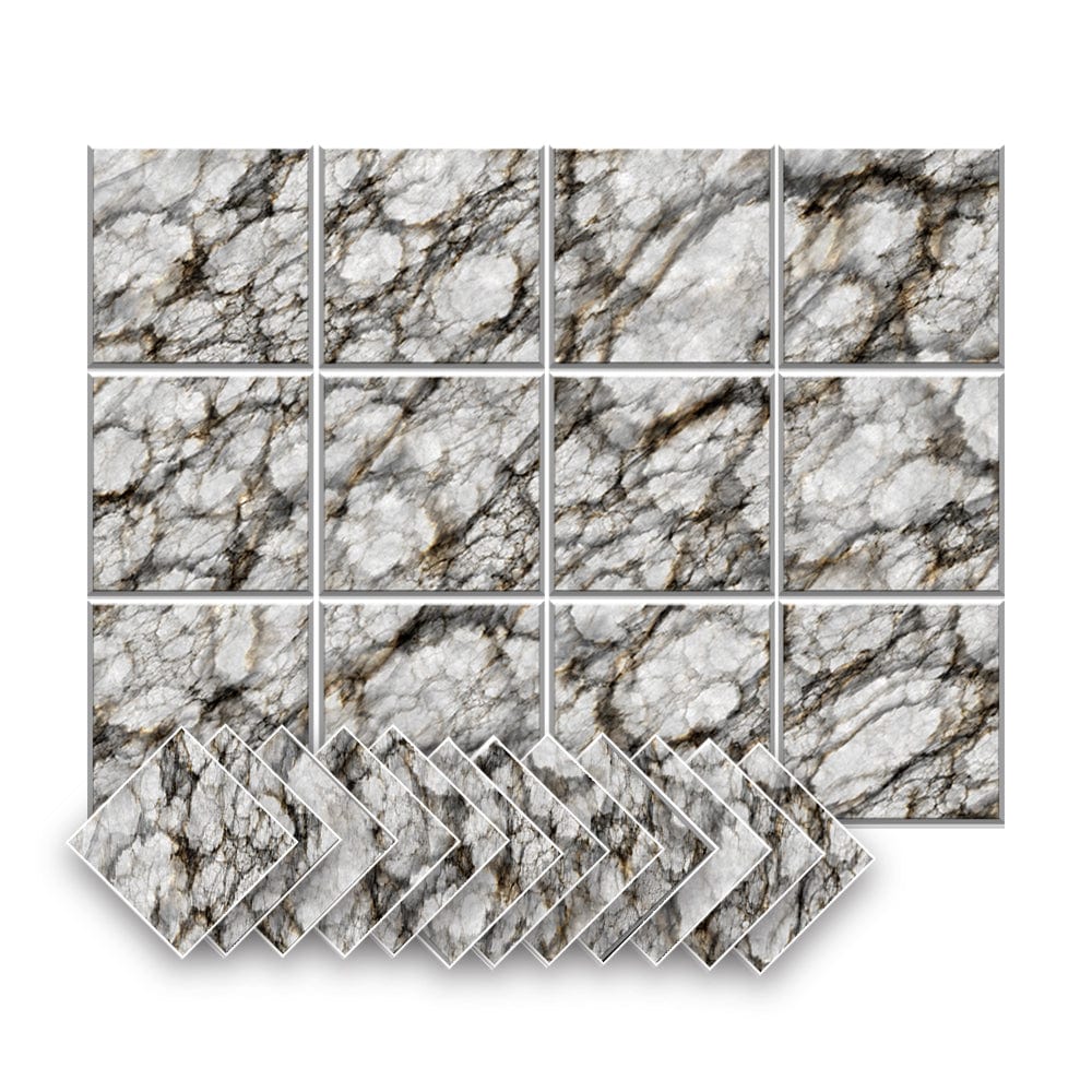 Arrowzoom Marble Self-Adhesive Felt Art Wall Panels - KK1396 Design E / 12 Pieces - 120 x 90 cm / 47.2 x 35.4 in
