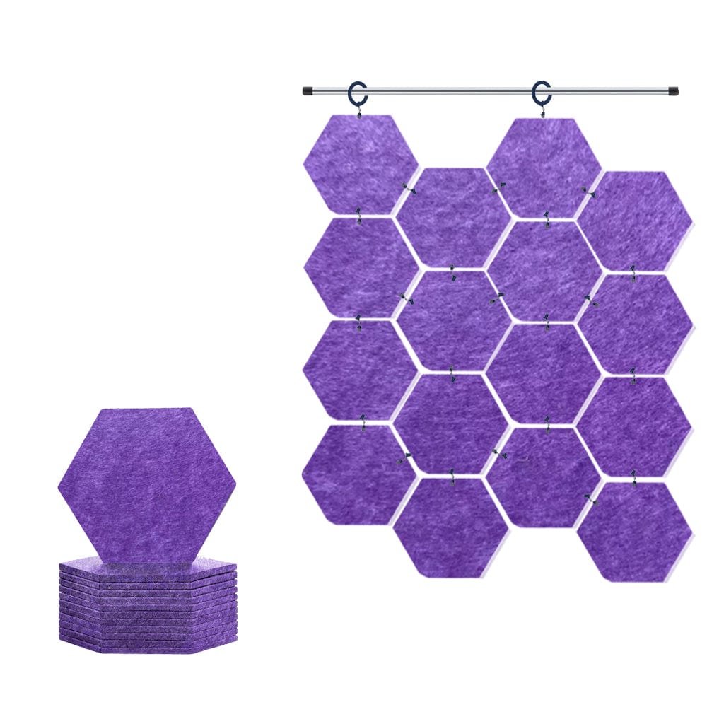 Arrowzoom Hanging Hexagon Sound Absorbing Clip-On Tile - KK1240 Burgundy / 12 pieces - 17 x 20 x 1cm / (6.7 x 7.8 x 0.4 in)