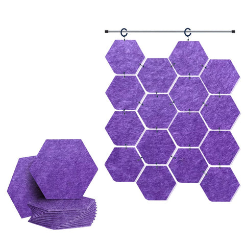 Arrowzoom Hanging Hexagon Sound Absorbing Clip-On Tile - KK1240 Burgundy / 12 pieces - 26 x 30 x 1cm /( 10.2 x 11.8 x 0.4 in)