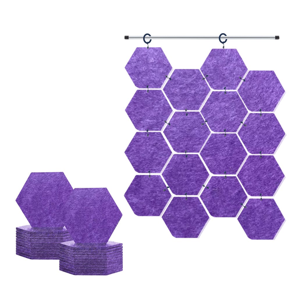 Arrowzoom Hanging Hexagon Sound Absorbing Clip-On Tile - KK1240 Burgundy / 24 pieces - 17 x 20 x 1cm /(6.7 x 7.8 x 0.4 in)