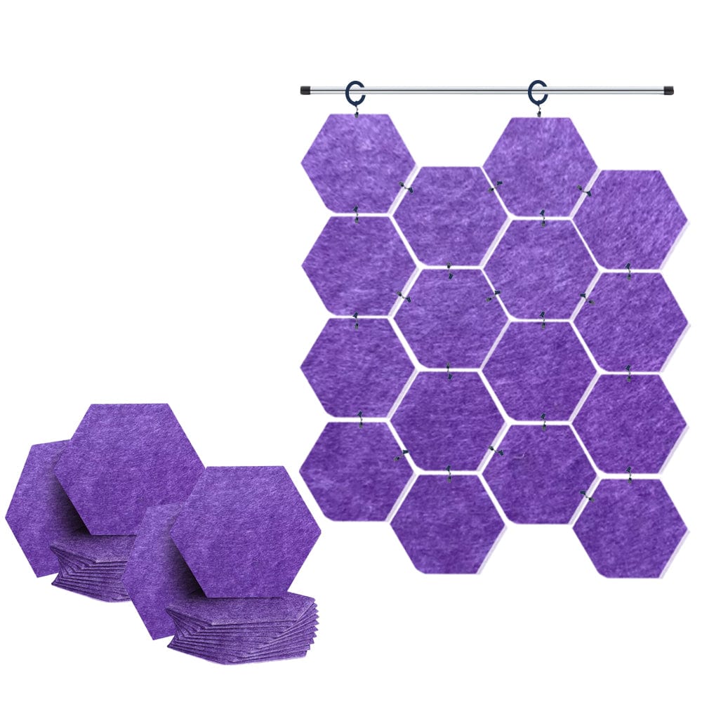 Arrowzoom Hanging Hexagon Sound Absorbing Clip-On Tile - KK1240 Burgundy / 24 pieces - 26 x 30 x 1cm /( 10.2 x 11.8 x 0.4 in)