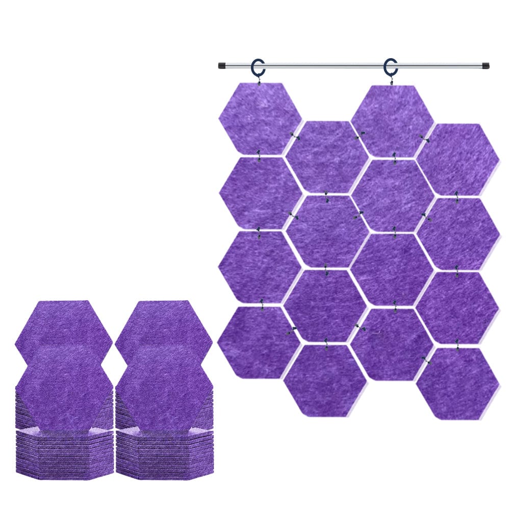 Arrowzoom Hanging Hexagon Sound Absorbing Clip-On Tile - KK1240 Burgundy / 48 pieces - 17 x 20 x 1cm /(6.7 x 7.8 x 0.4 in)