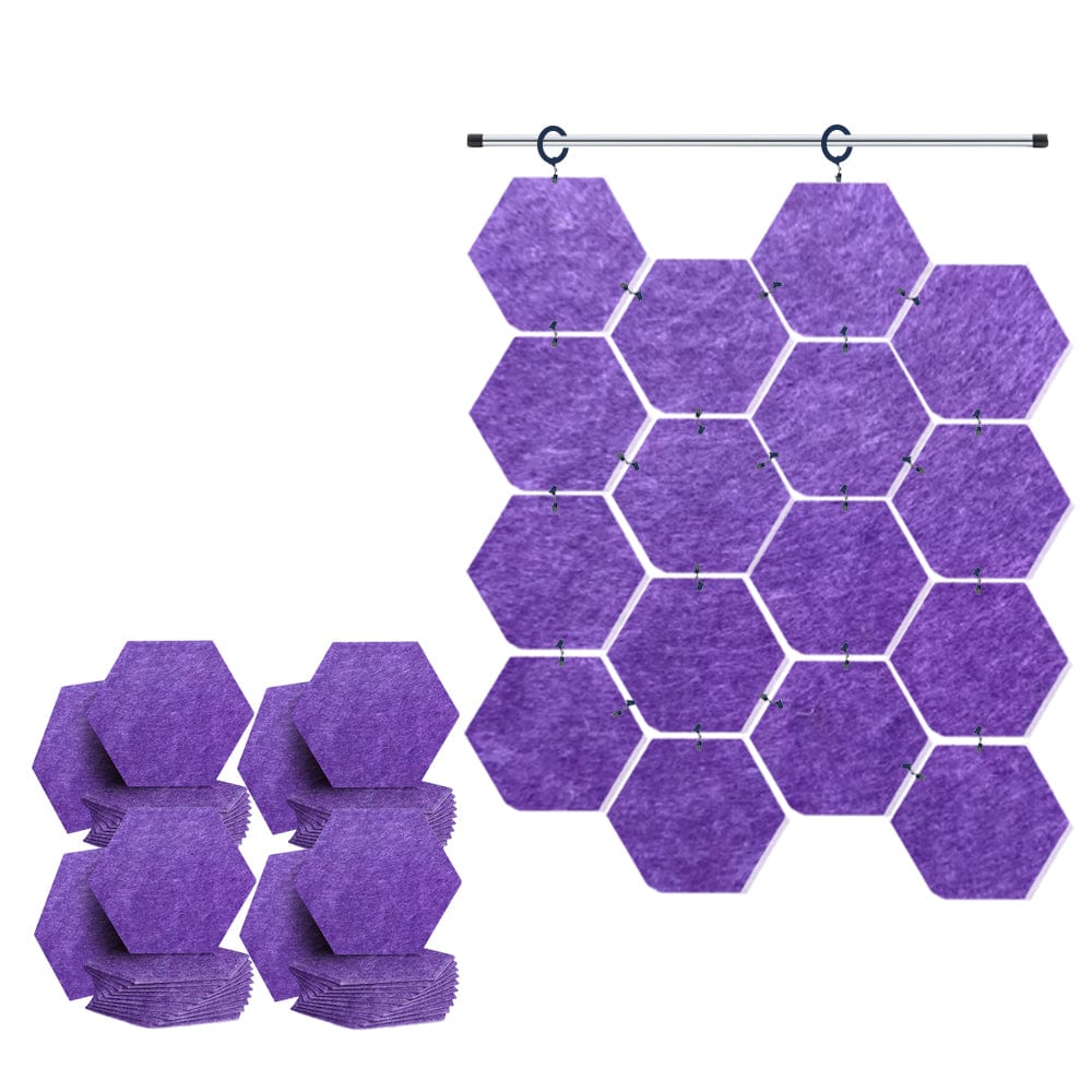 Arrowzoom Hanging Hexagon Sound Absorbing Clip-On Tile - KK1240 Burgundy / 48 pieces - 26 x 30 x 1cm /( 10.2 x 11.8 x 0.4 in)