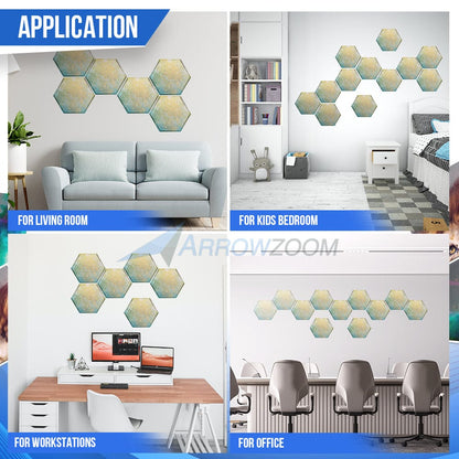 Arrowzoom Pure Alabaster Marble Printed Self-Adhesive Hexagon Felt Art Panels -KK1408