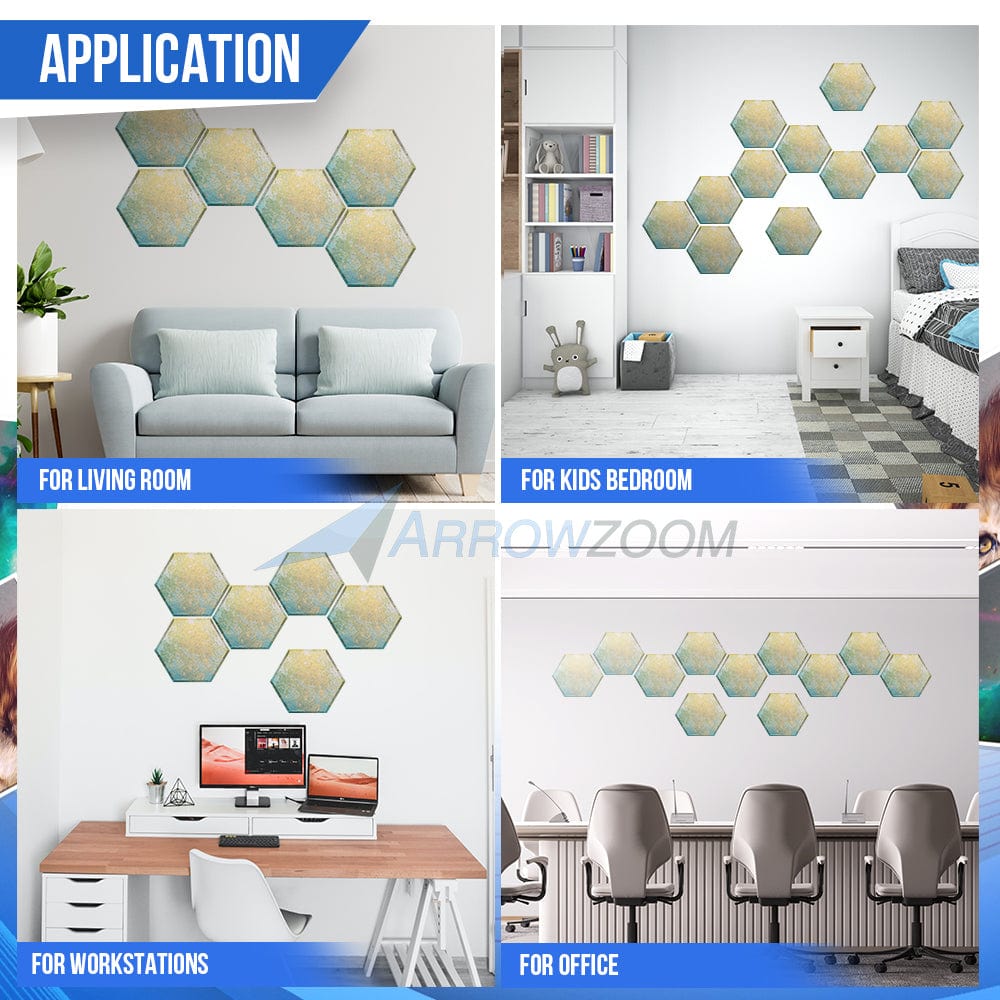 Arrowzoom Pure Alabaster Marble Printed Self-Adhesive Hexagon Felt Art  Panels -KK1408