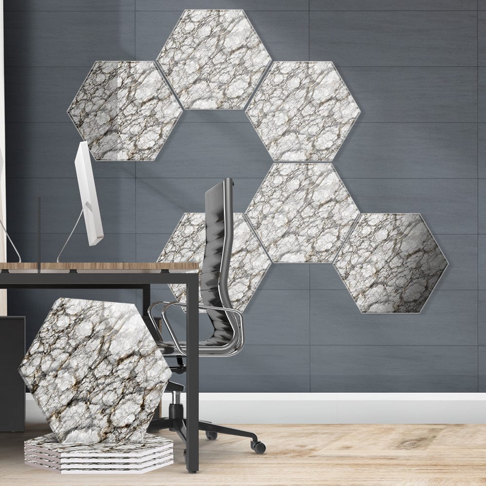 Cork Board Office Memoboard Set 6 Hexagonal Tiles for Walldecor