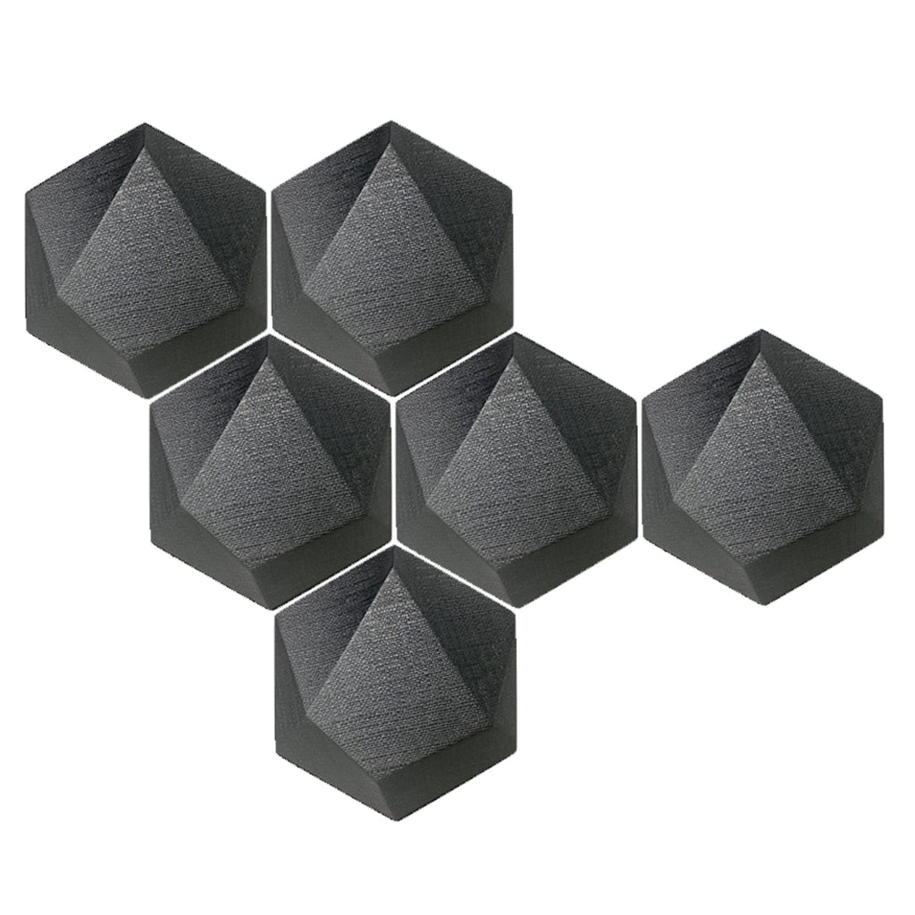Arrowzoom 6 Pcs 3D Hexagon Adhesive Sound Absorbing Panels - KK1330 Black / 3 cm