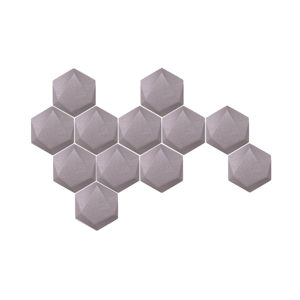Arrowzoom 12 Pcs 3D Hexagon Adhesive Sound Absorbing Panels - KK1330 Light Purple / 3 cm