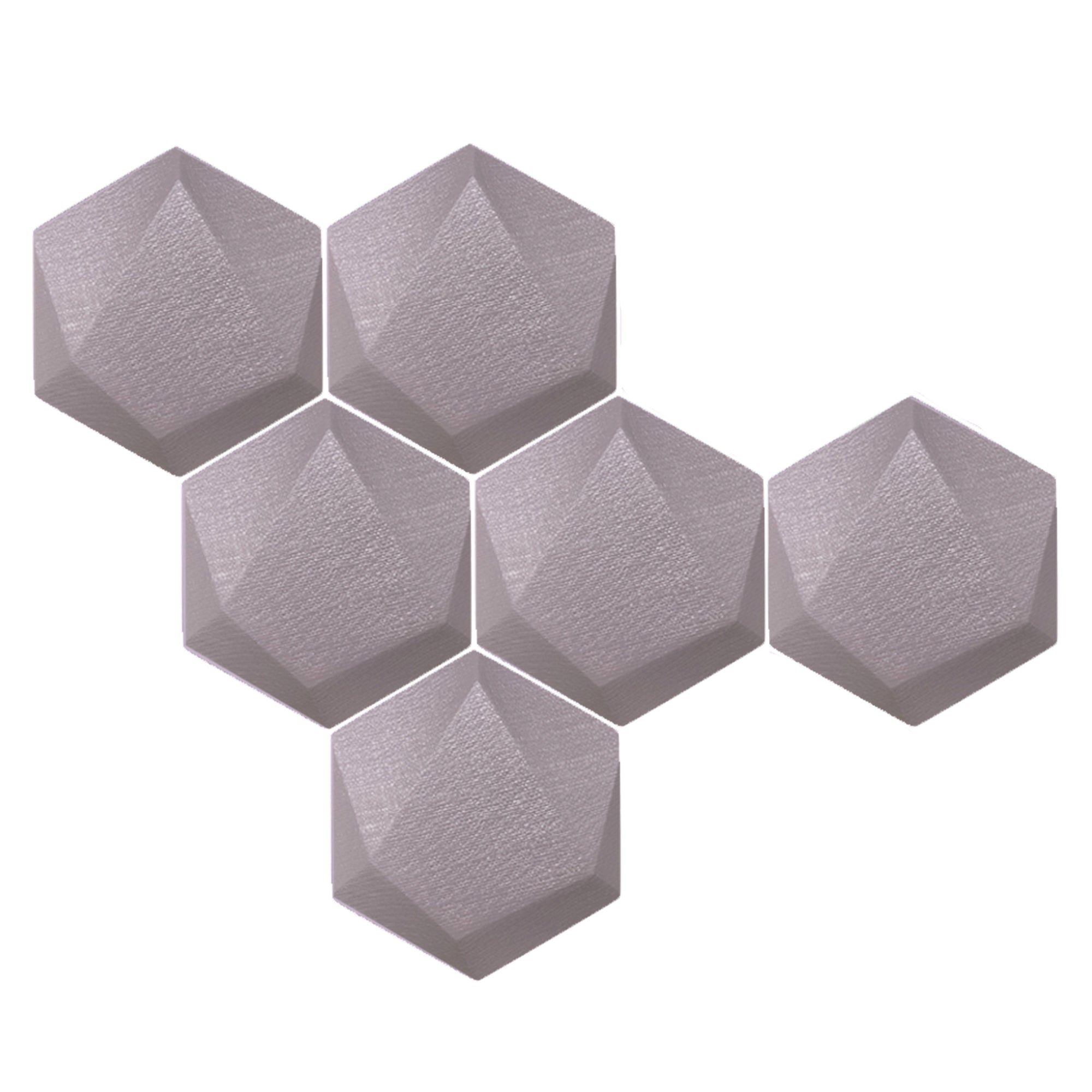 Arrowzoom 6 Pcs 3D Hexagon Adhesive Sound Absorbing Panels - KK1330 Light Purple / 3 cm
