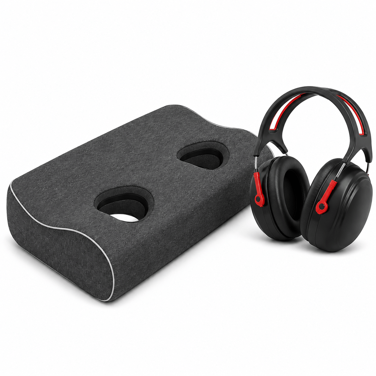 Arrowzoom Better Sleep 2 Ear Hole Memory Foam Pillow and Soundproof Ear Muffs KK1482