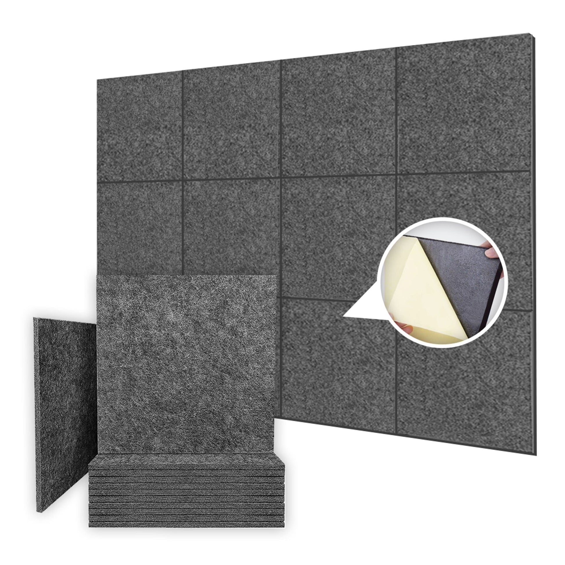 Sonuvia Pak van 36 vierkante akoestische panelen, zelfklevend,dekt 3,24m², geluidsisolatie voor muren en deuren - 230 kg/m³, NRC 0,95, 100% polyester, ideaal voor geluidsisolerende wanden,zwart Sonuvia Pak van 36 vierkante akoestische panelen, zelfklevend,dekt 3,24m², geluidsisolatie voor muren en deuren - 230 kg/m³, NRC 0,95, 100% polyester, ideaal voor geluidsisolerende wanden,zwart
