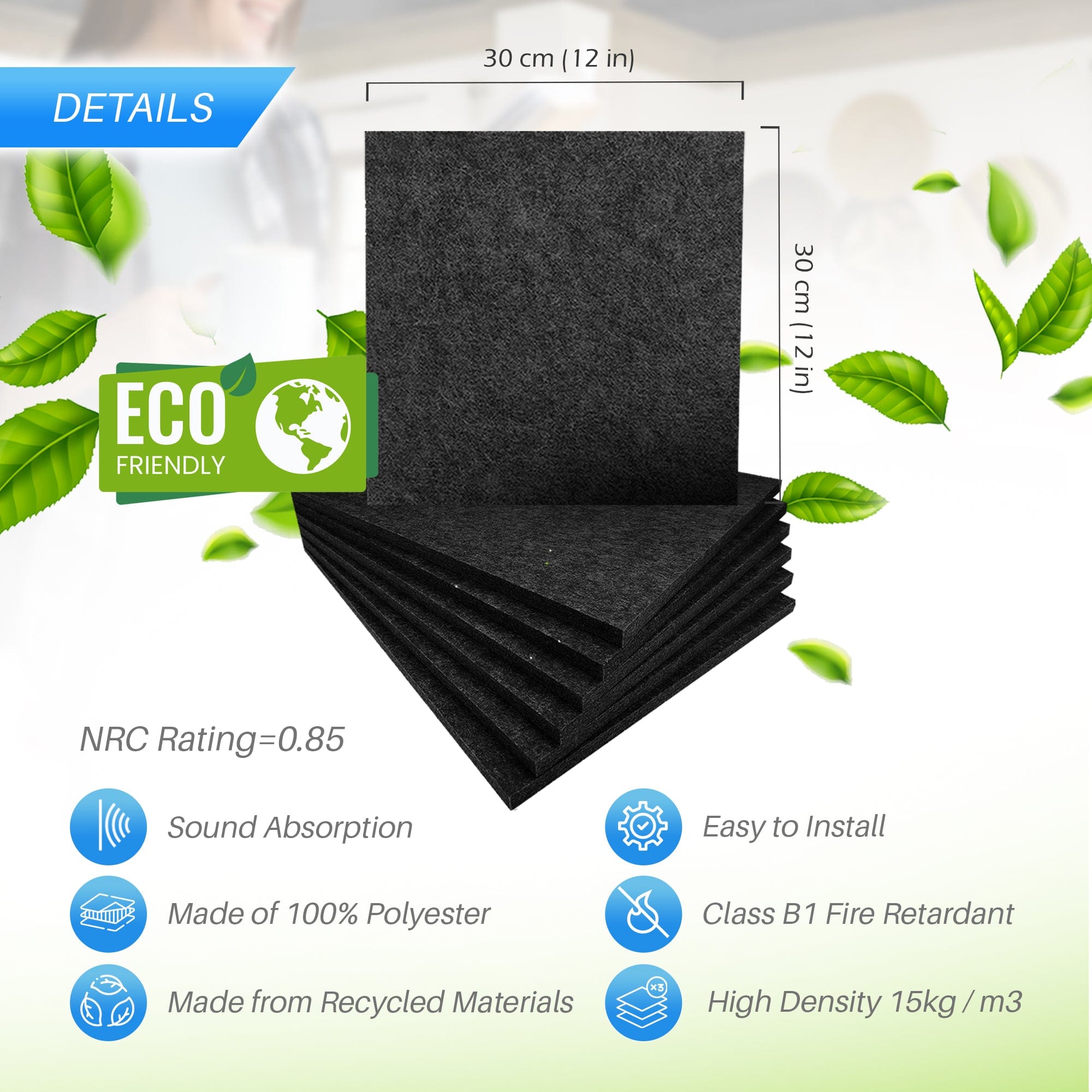 Arrowzoom Self-Adhesive Ceiling Sound Deadening Polyester Fabric Panel ...