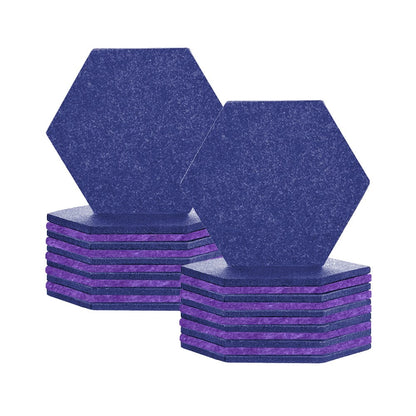 Arrowzoom Hexagon Felt Sound Absorbing Wall Panel - Blue and Burgundy - KK1224 24 pieces - 17 x 20 x 1cm / 6.7 x 7.8 x 0.4 in / Blue and Burgundy