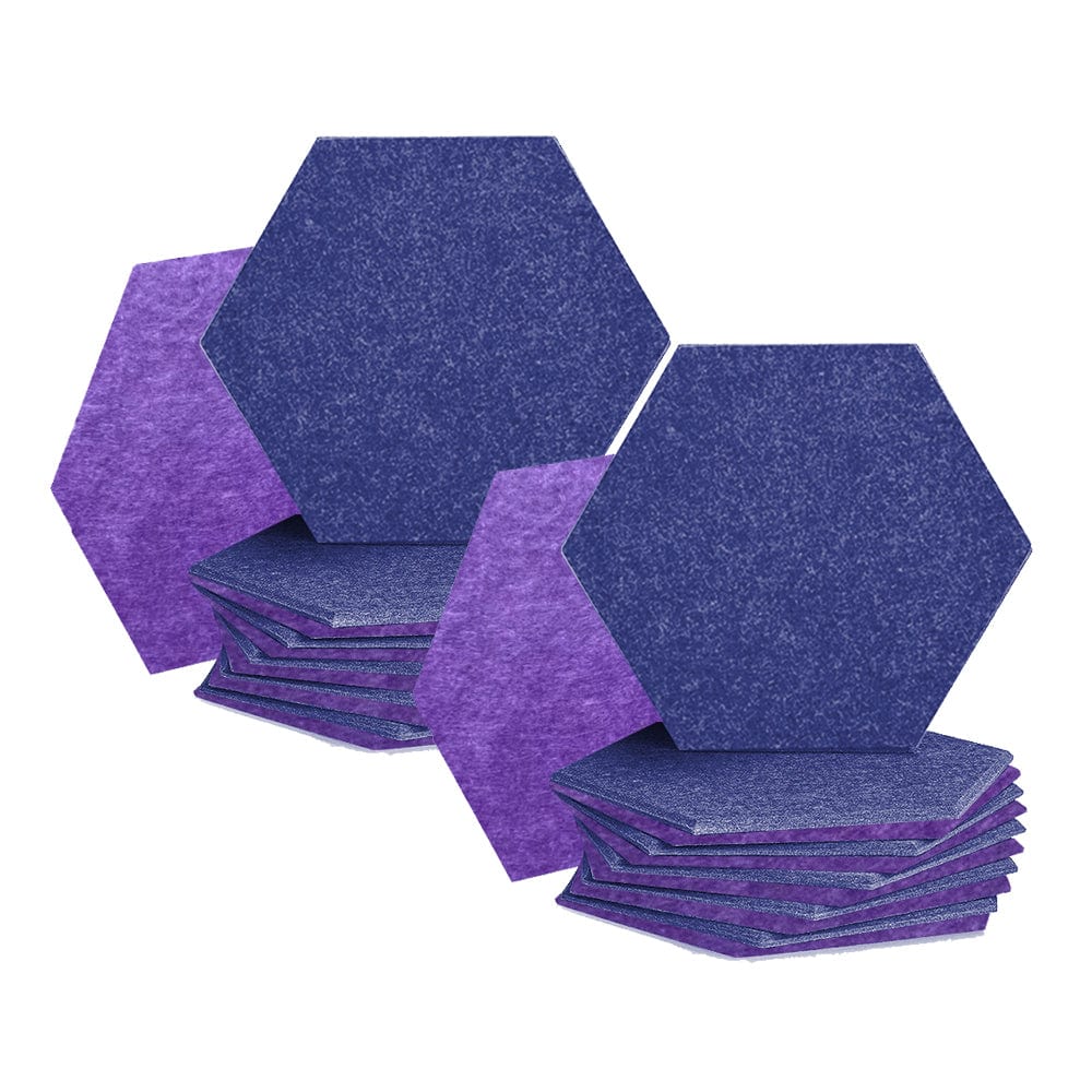 Arrowzoom Hexagon Felt Sound Absorbing Wall Panel - Blue and Burgundy - KK1224