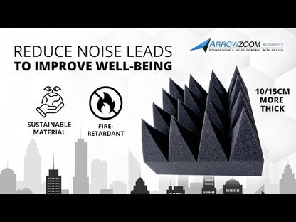 Arrowzoom Pyramid 10/15cm Thick Acoustic Foam Series PRO - Black - KK1471