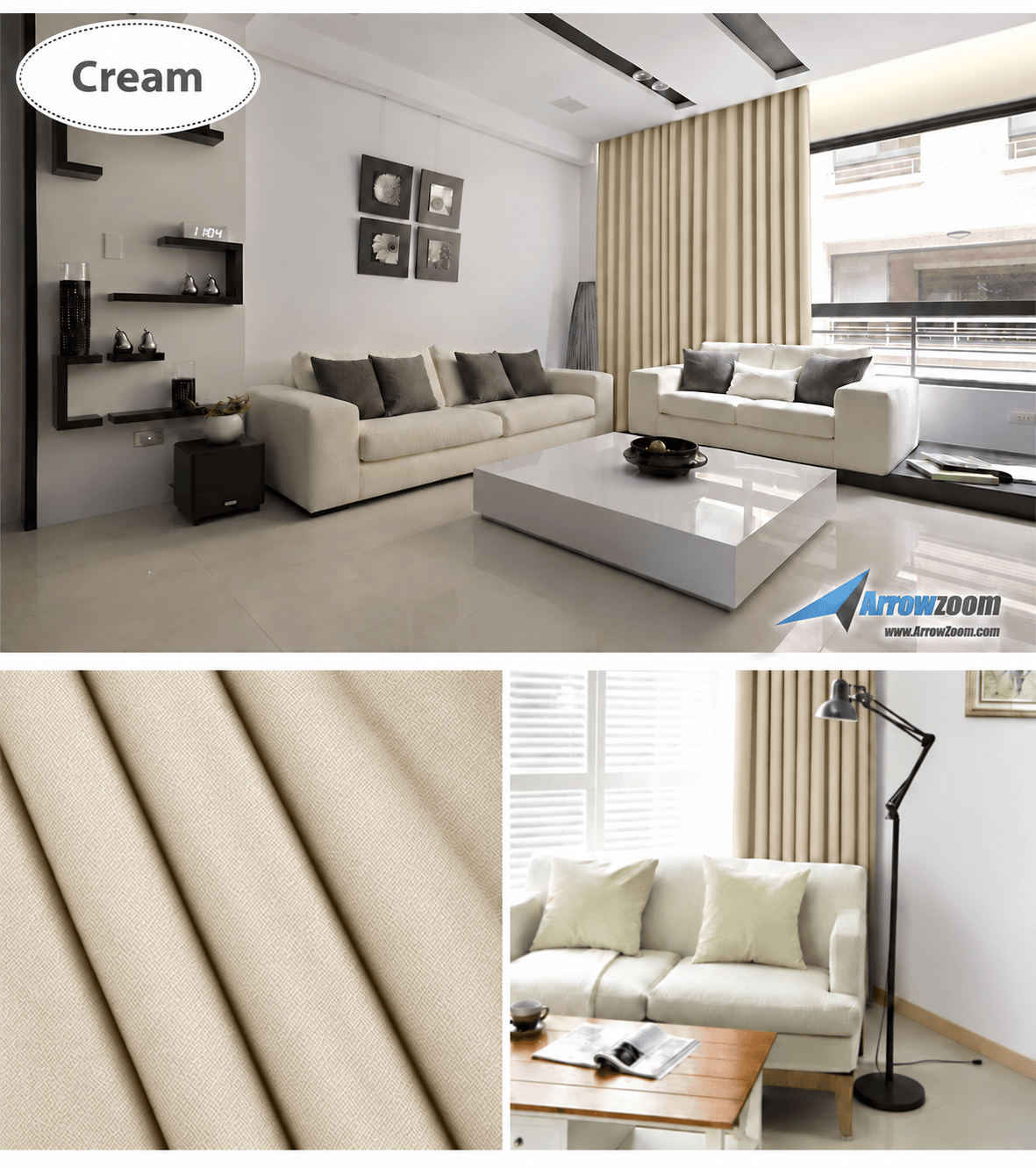 Pitch-Black Bedroom in 10 Seconds — Blackout + Thermal Curtain (KK1145) Cream / 1.3 X 1.8 M (51.2 X 70.8 in)