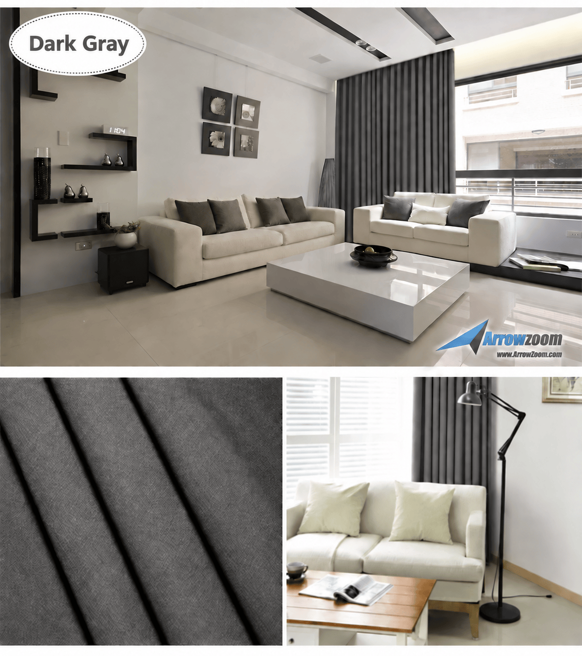 Pitch-Black Bedroom in 10 Seconds — Blackout + Thermal Curtain (KK1145) Dark Gray / 1.3 X 1.8 M (51.2 X 70.8 in)
