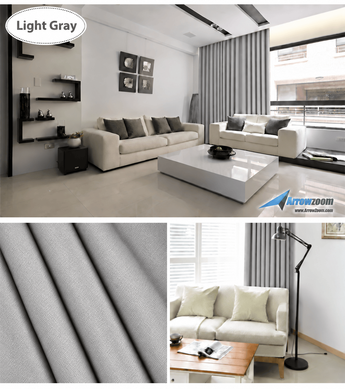 Pitch-Black Bedroom in 10 Seconds — Blackout + Thermal Curtain (KK1145) Light Gray / 1.3 X 1.8 M (51.2 X 70.8 in)