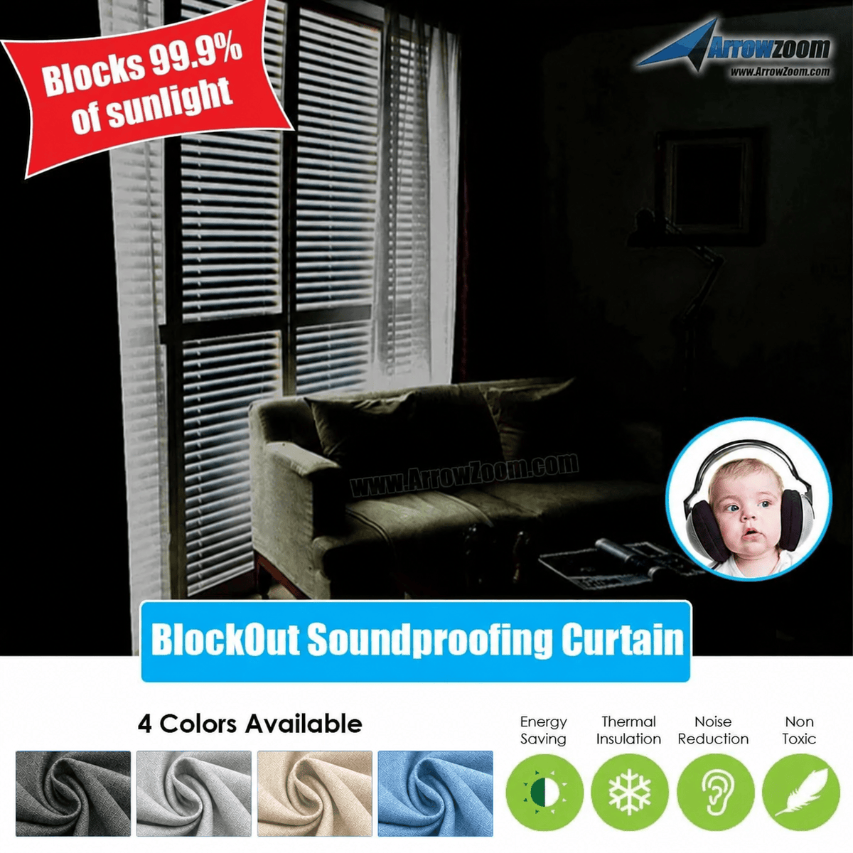 Pitch-Black Bedroom in 10 Seconds — Blackout + Thermal Curtain (KK1145)