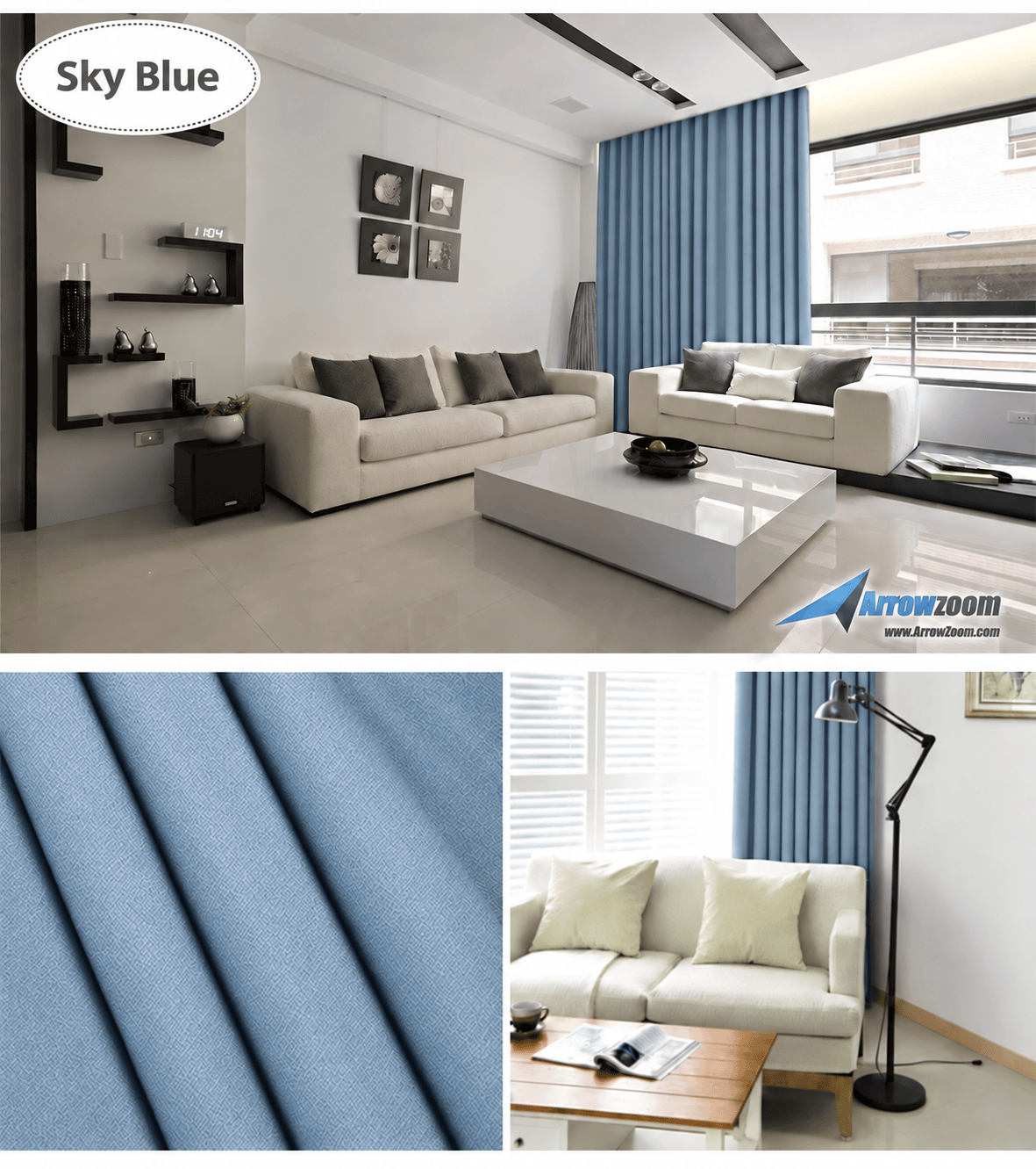 Pitch-Black Bedroom in 10 Seconds — Blackout + Thermal Curtain (KK1145) Sky Blue / 1.3 X 1.8 M (51.2 X 70.8 in)
