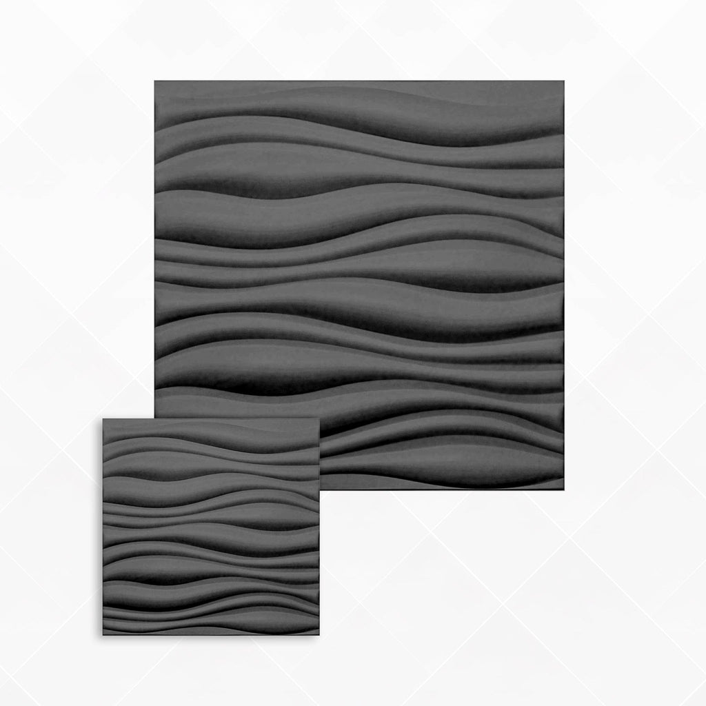 Arrowzoom Aesthetics Acoustics 3D Wave Polyester Felt Art Panels - KK1382 1 / Black / 30x30cm