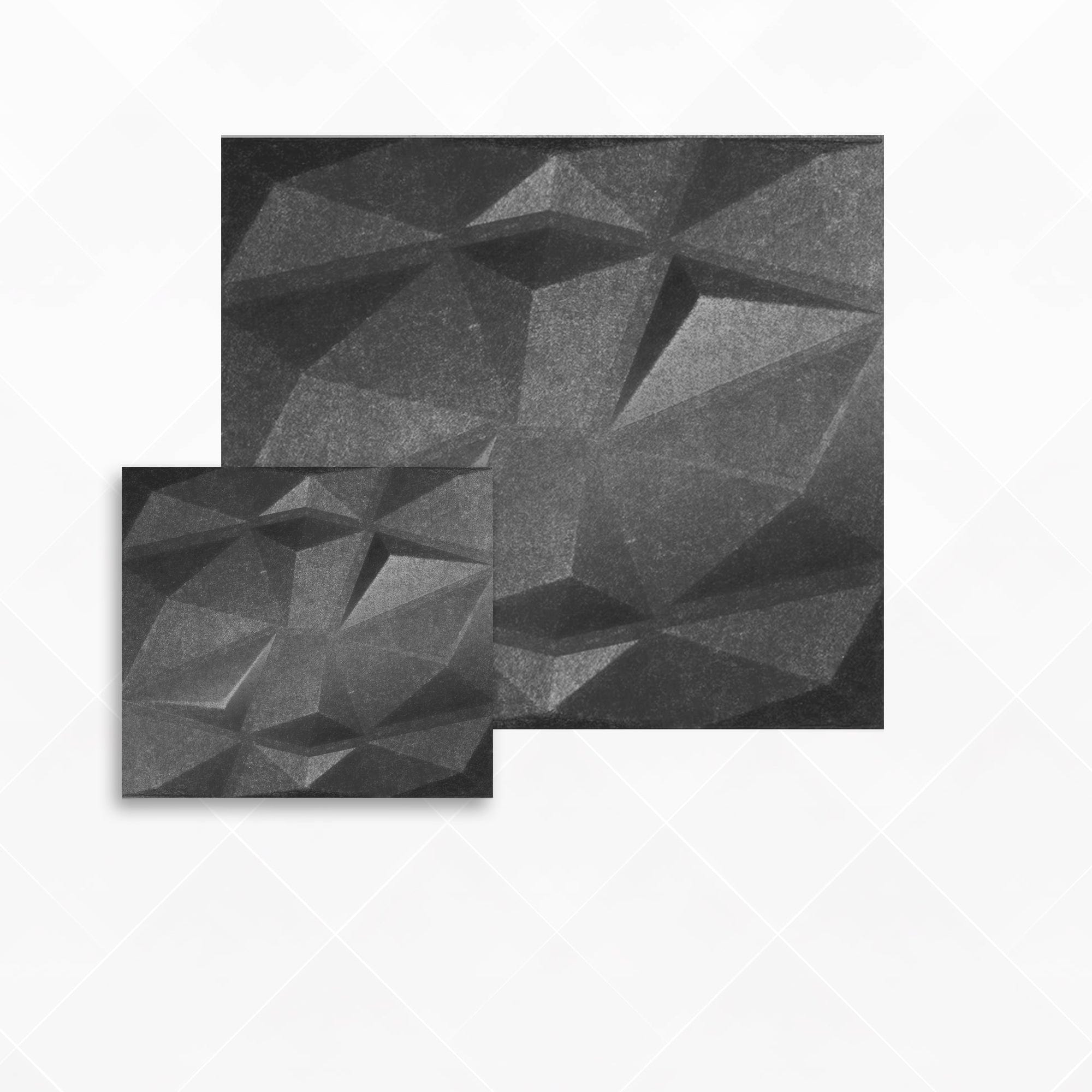 Arrowzoom Dazzling Geometric 3D Diamond Polyester Felt Art Panels - KK1384 1 / Black / 30x30cm