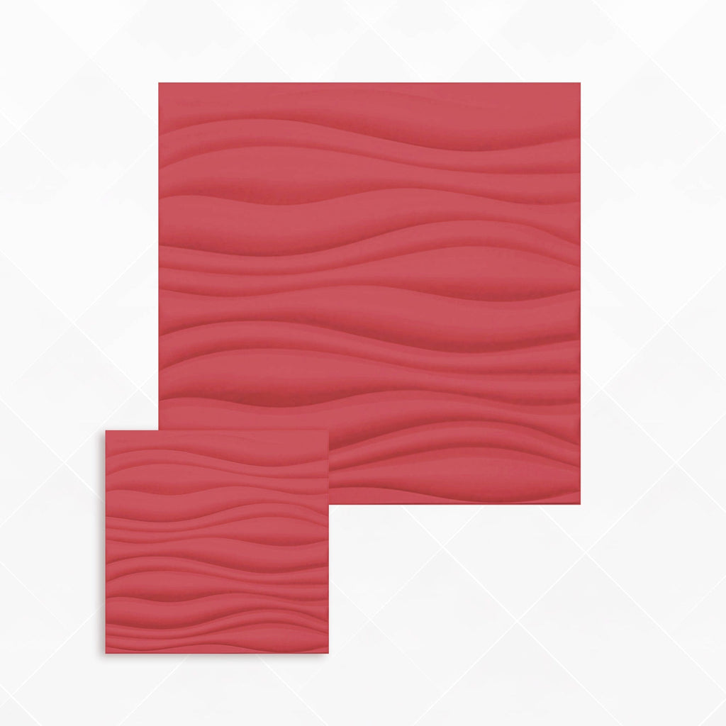 Arrowzoom Aesthetics Acoustics 3D Wave Polyester Felt Art Panels - KK1382 1 / Red / 30x30cm