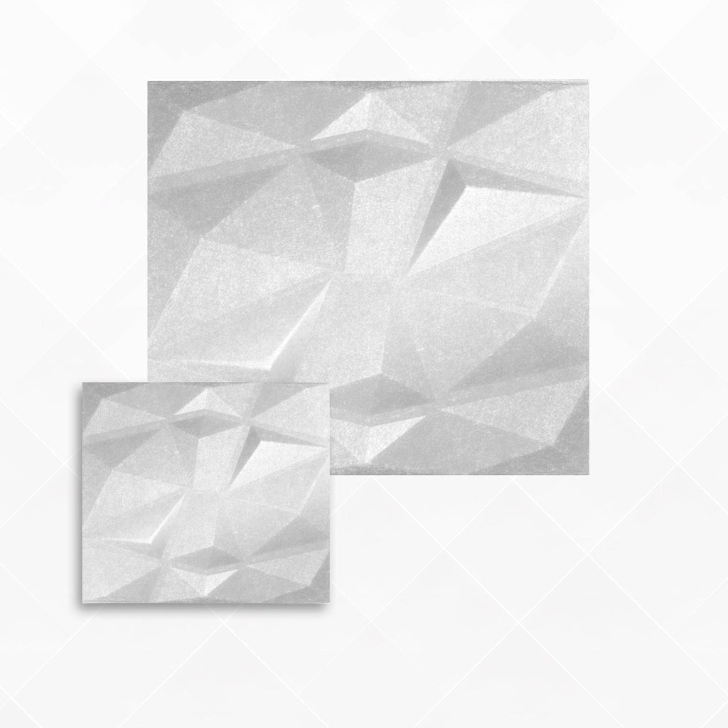 Arrowzoom Dazzling Geometric 3D Diamond Polyester Felt Art Panels - KK1384 1 / White / 30x30cm