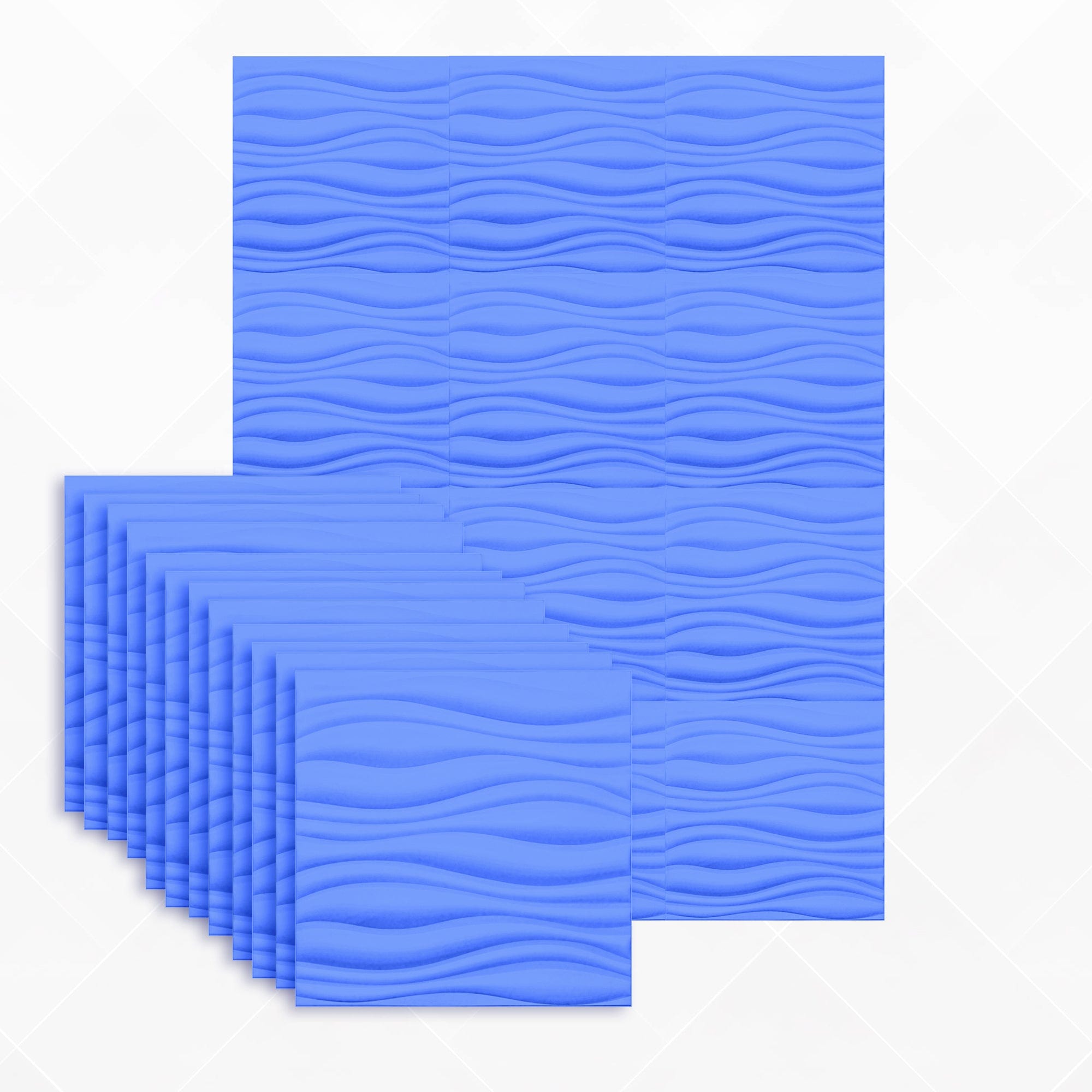 Arrowzoom Aesthetics Acoustics 3D Wave Polyester Felt Art Panels - KK1382 12 / Blue / 30x30cm