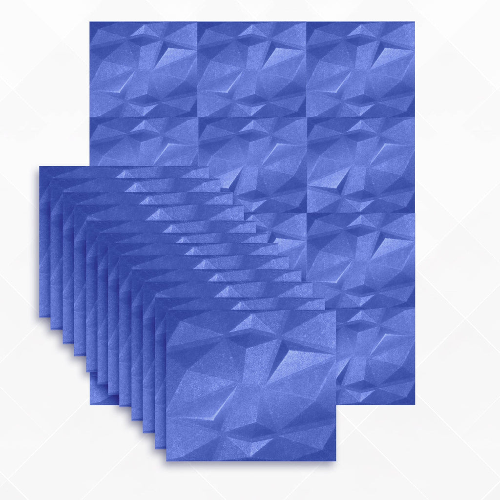 Arrowzoom Dazzling Geometric 3D Diamond Polyester Felt Art Panels - KK1384 12 / Blue / 30x30cm