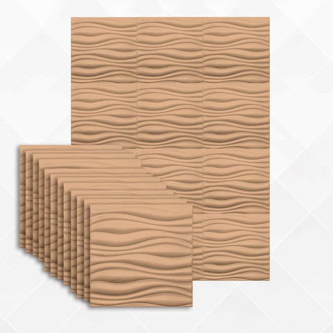 Arrowzoom Aesthetics Acoustics 3D Wave Polyester Felt Art Panels - KK1382 12 / Brown / 30x30cm