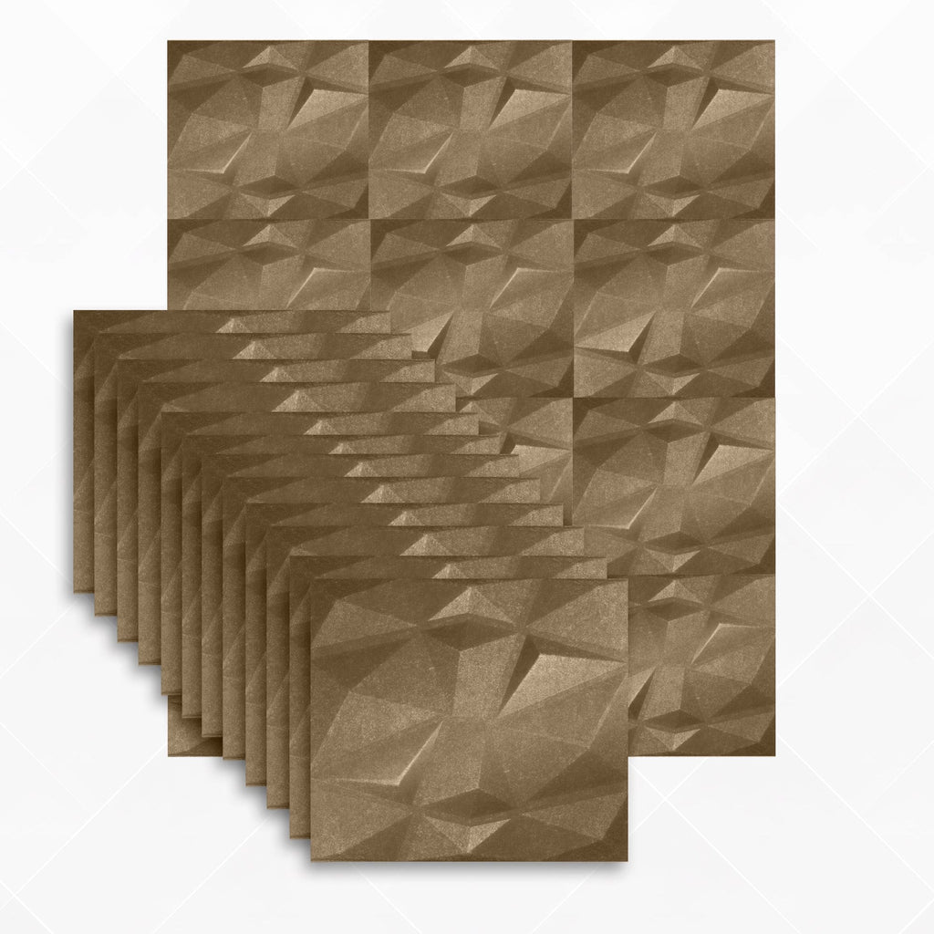 Arrowzoom Dazzling Geometric 3D Diamond Polyester Felt Art Panels - KK1384 12 / Brown / 30x30cm