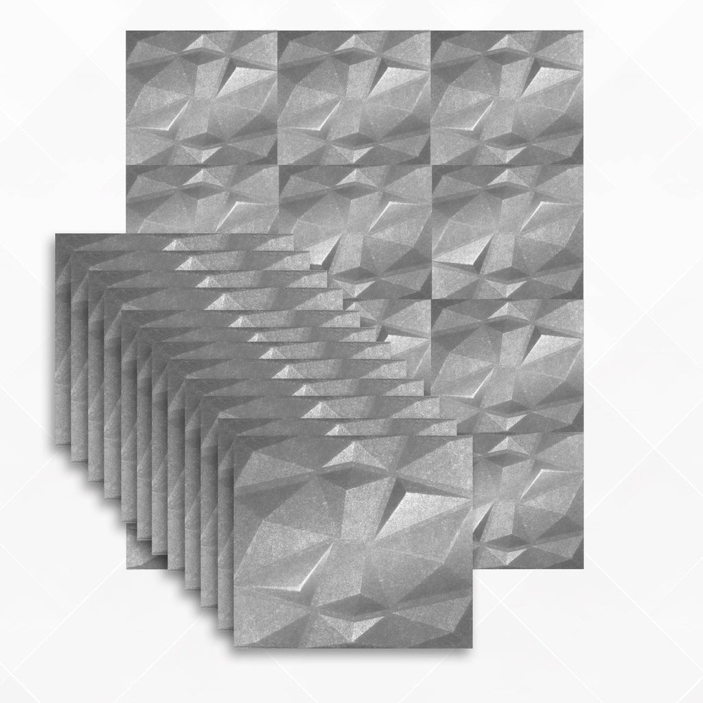 Arrowzoom Dazzling Geometric 3D Diamond Polyester Felt Art Panels - KK1384 12 / Gray / 30x30cm