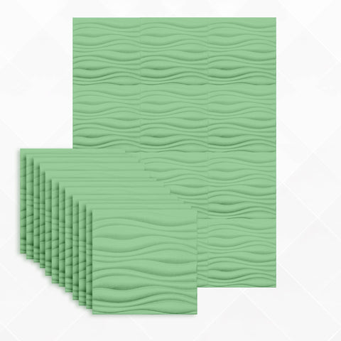 Arrowzoom Aesthetics Acoustics 3D Wave Polyester Felt Art Panels - KK1382 12 / Green / 30x30cm