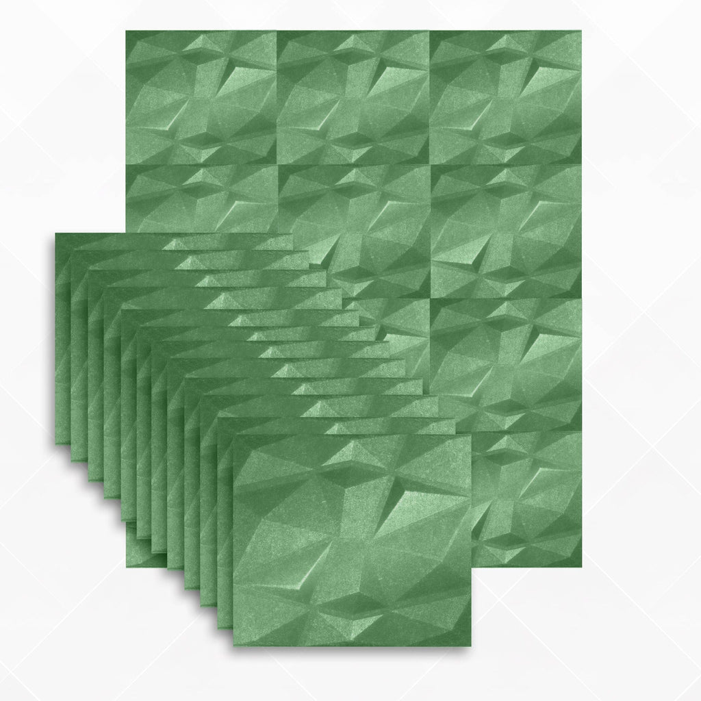 Arrowzoom Dazzling Geometric 3D Diamond Polyester Felt Art Panels - KK1384 12 / Green / 30x30cm