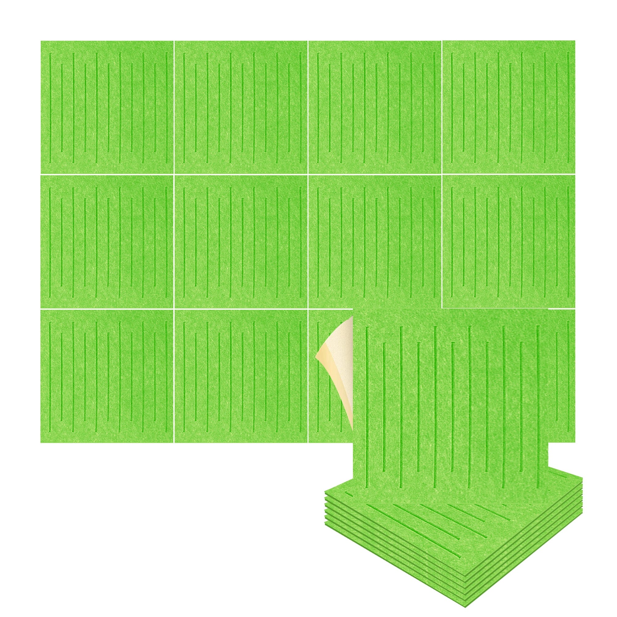 Arrowzoom Soundwave 3D Square Polyester Felt Art Panels - KK1393 12 / Green / 30x30cm