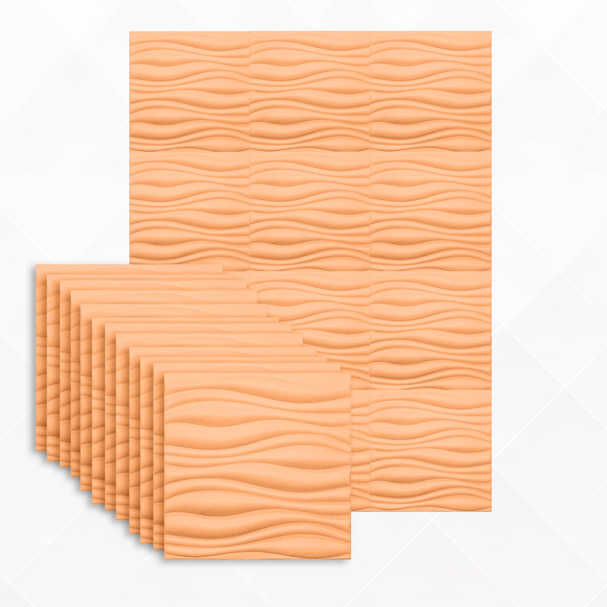 Arrowzoom Aesthetics Acoustics 3D Wave Polyester Felt Art Panels - KK1382 12 / Orange / 30x30cm